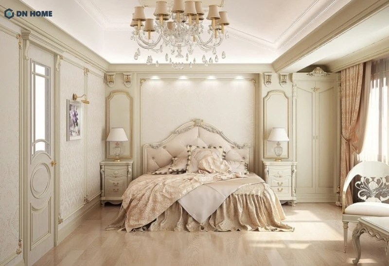 Những mảng tường được trang trí bằng đường cong tinh xảo cổ điển không kém phần hiện đại