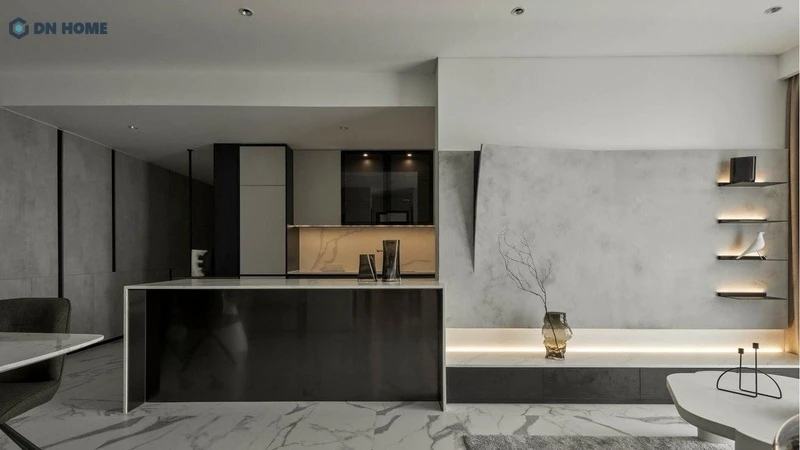 Sử dụng đèn LED âm tường tạo điểm nhấn cho phòng khách