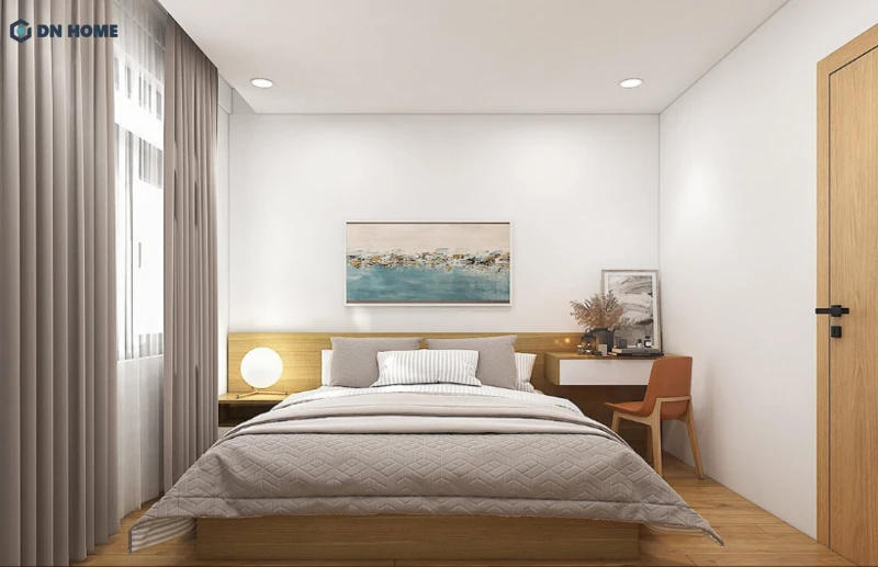 Phòng ngủ master có trang trí tranh treo tường nghệ thuật
