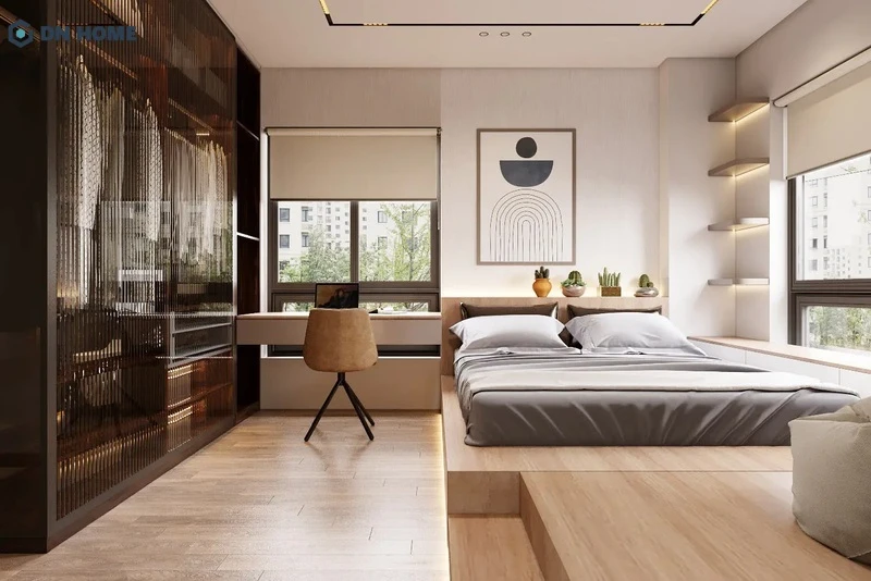 Không gian phòng ngủ master được trang trí sang trọng và tiện nghi