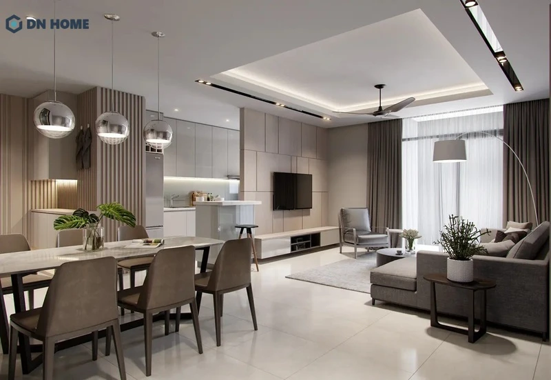 Nội thất phòng khách có thiết kế đơn giản nhưng rất sang trọng