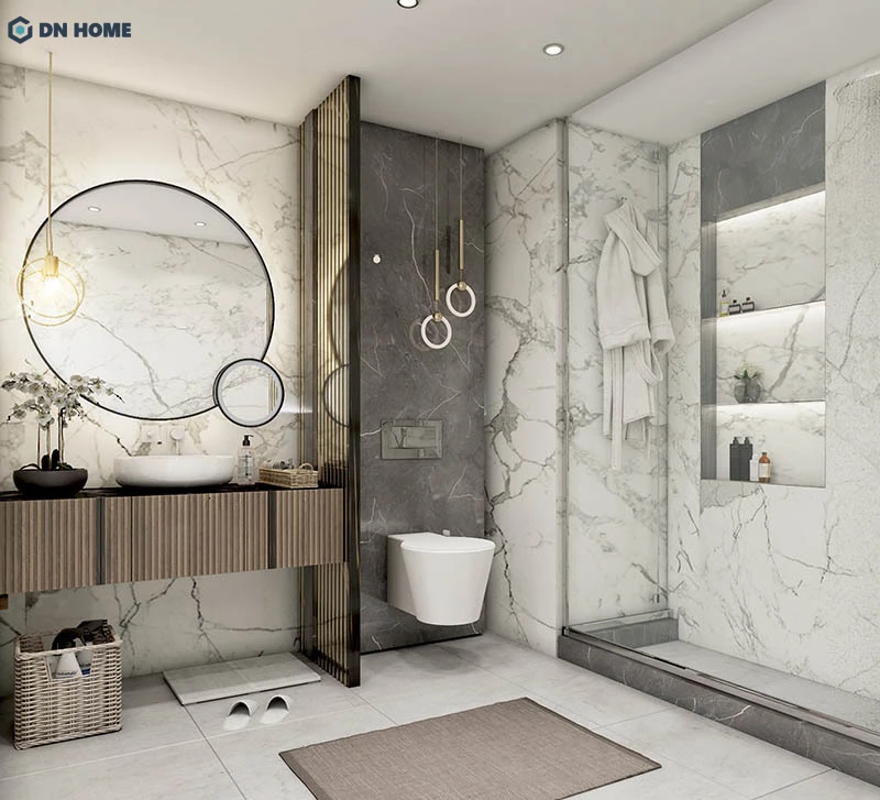 Nhà vệ sinh được thiết kế thông thoáng và sạch sẽ