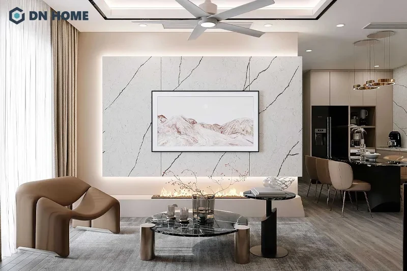 Việc thiết kế phòng khách chung cư theo không gian mở giúp tận dụng ánh sáng tự nhiên hiệu quả
