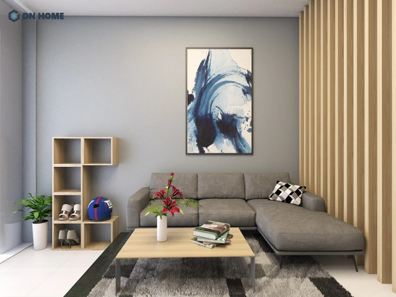 Phòng khách cho nhà ống đẹp với những tông màu trung tính