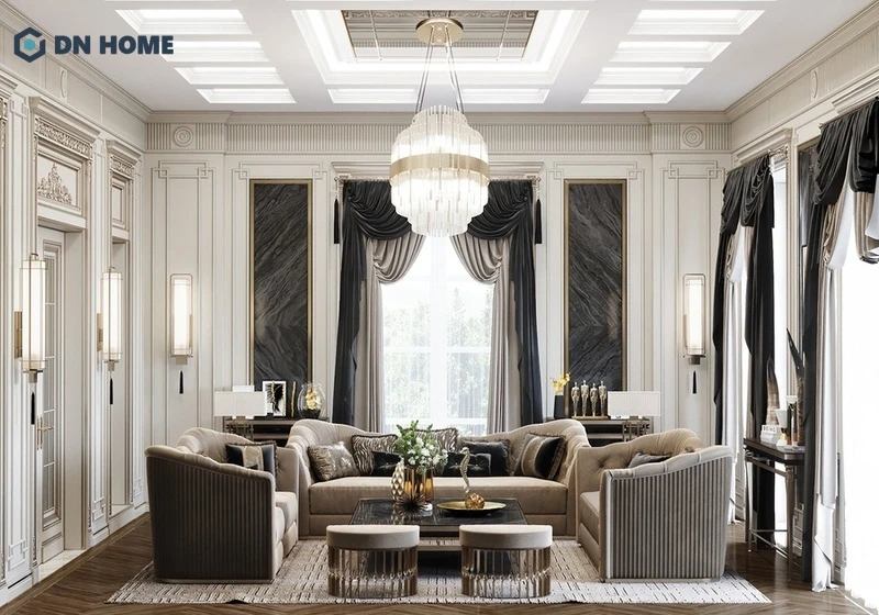 Phòng khách phong cách tân cổ điển có những nét đặc trưng riêng