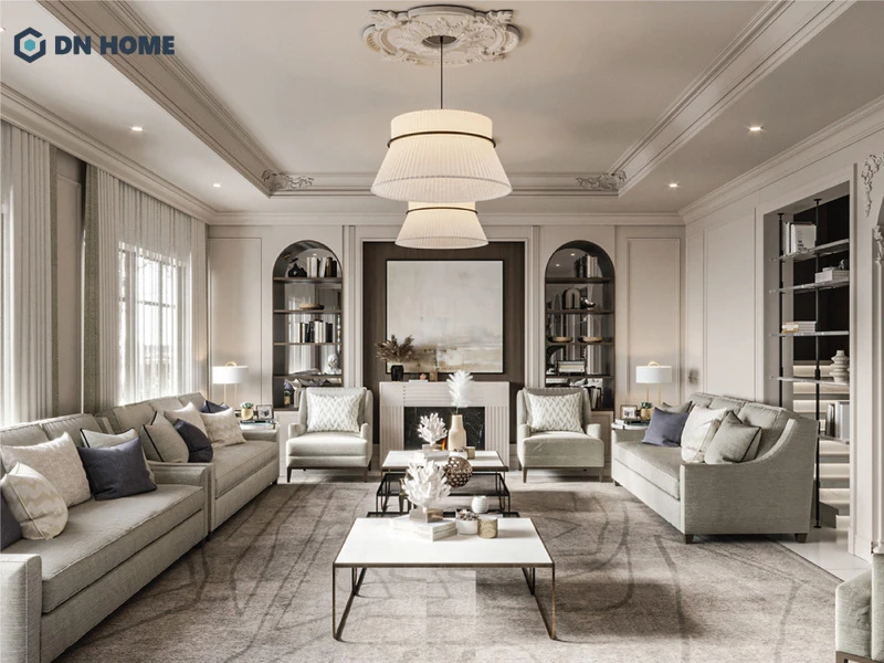 Phòng khách theo hướng tân cổ điển dành cho không gian nhà phố