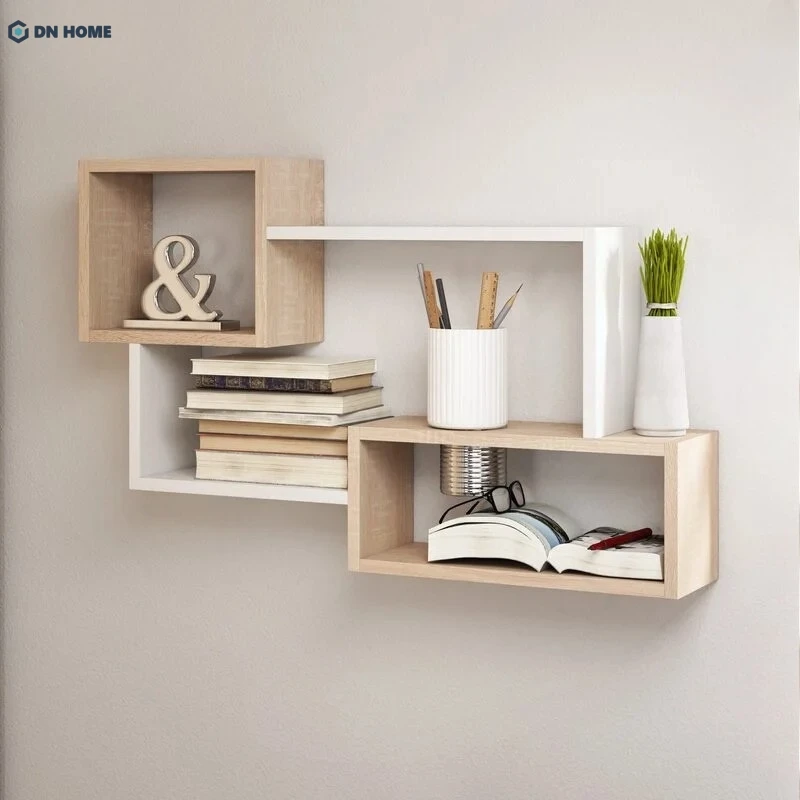 Sử dụng giá, kệ treo tường là giải pháp tối ưu diện tích lý tưởng khi thiết kế phòng ngủ 9m2