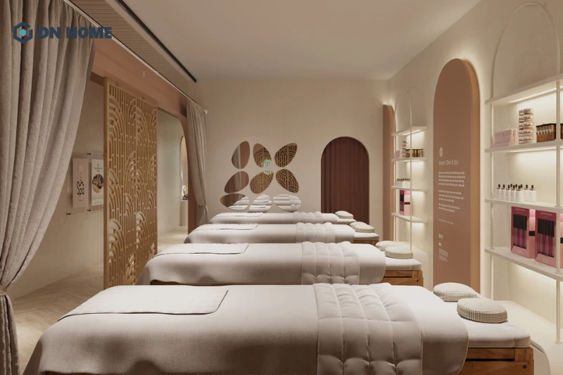 Đường nét gọn gàng là đặc trưng spa trị liệu hiện đại