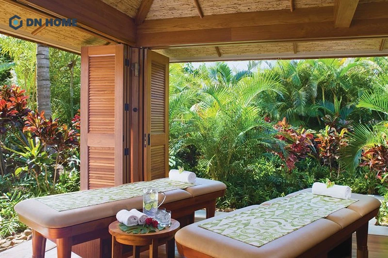 Spa trị liệu phong cách thiên nhiên với nhiều yếu tố cây xanh xung quanh