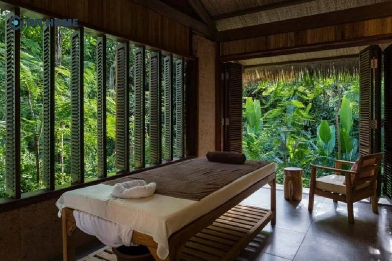 Spa trị liệu phong cách thiên nhiên thường sử dụng chất liệu gỗ chủ đạo