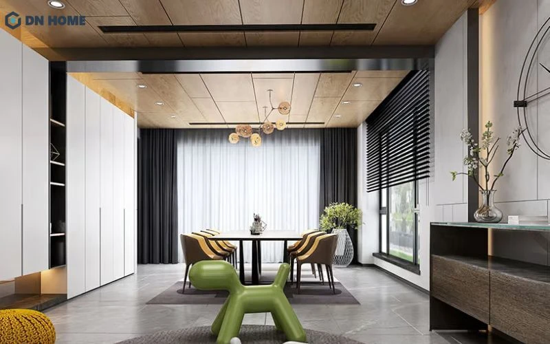 Mẫu trần nhựa giả gỗ thiết kế đơn giản nhưng không kém phần bắt mắt