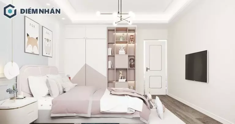 Phòng ngủ cho trẻ em sử dụng màu sắc tươi sáng kết hợp ánh sáng tự nhiên để tạo không gian vui tươi, năng động
