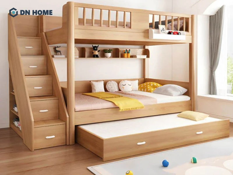 Thiết kế giường tầng gỗ hiện đại, dễ kết hợp nhiều phong cách phòng ngủ