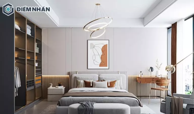 Mẫu phòng ngủ 20m2 mang phong cách hiện đại với bố cục gọn gàng và gam màu trang nhã