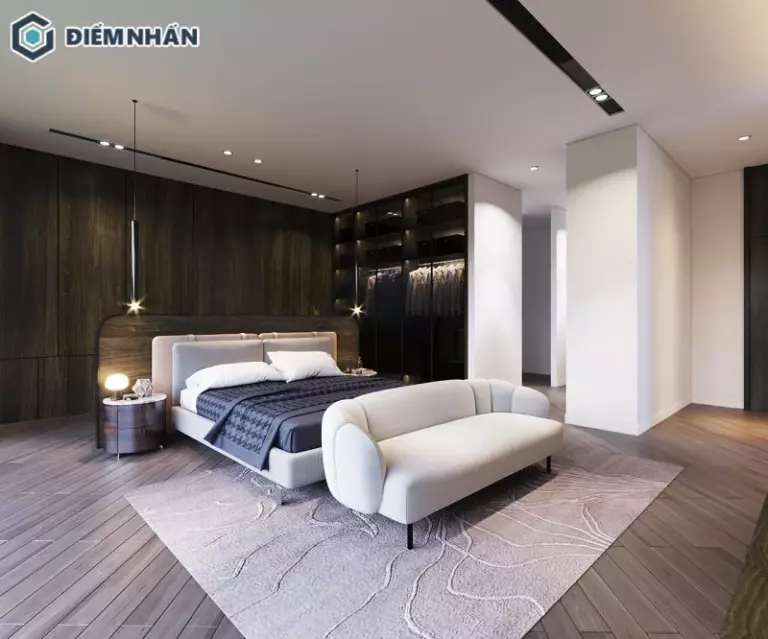 Thiết kế phòng ngủ 20m2 tối giản giúp không gian trở nên rộng rãi và tinh tế