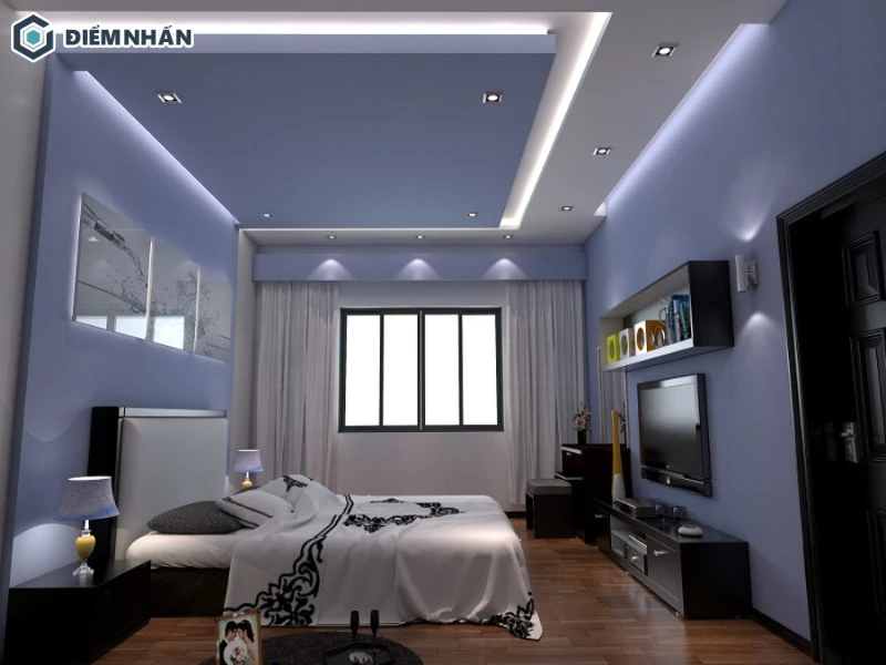 Bày trí thêm nhiều ánh đèn chiếu sáng để tăng thêm nét thu hút cho phòng ngủ vợ chồng