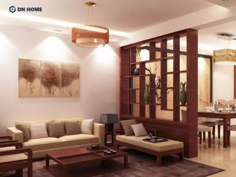 Thiết kế vách ngăn đơn giản nhưng vẫn tạo điểm nhấn thẩm mỹ, giúp tổng thể ngôi nhà trở nên hài hòa hơn