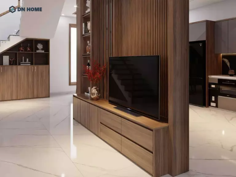 Mẫu vách ngăn phù hợp với căn hộ chung cư hiện đại, giúp phân chia không gian mà không gây cảm giác chật chội