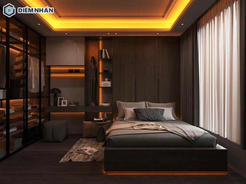 Phòng ngủ vợ chồng phong cách hiện đại với thiết kế tinh giản nhưng không kém phần tiện nghi