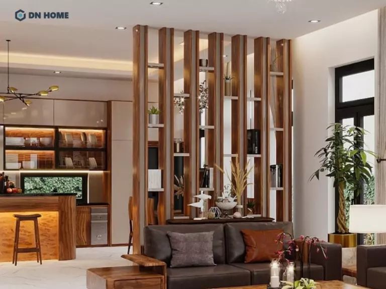 Vách ngăn với thiết kế đẹp và các đường nét tinh tế, giúp không gian trở nên hiện đại, sang trọng