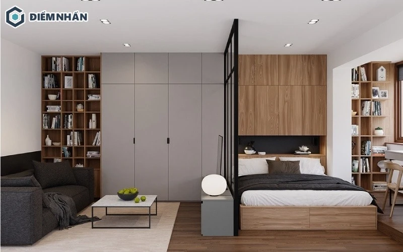 Vách ngăn được làm từ kính, phù hợp với thiết kế hiện đại, giúp không gian sống trở nên riêng tư và hoàn thiện hơn