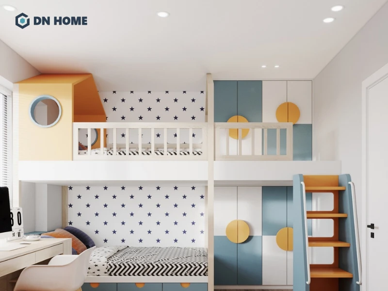 Giường tầng tích hợp tủ đựng đồ giúp tăng không gian lưu trữ