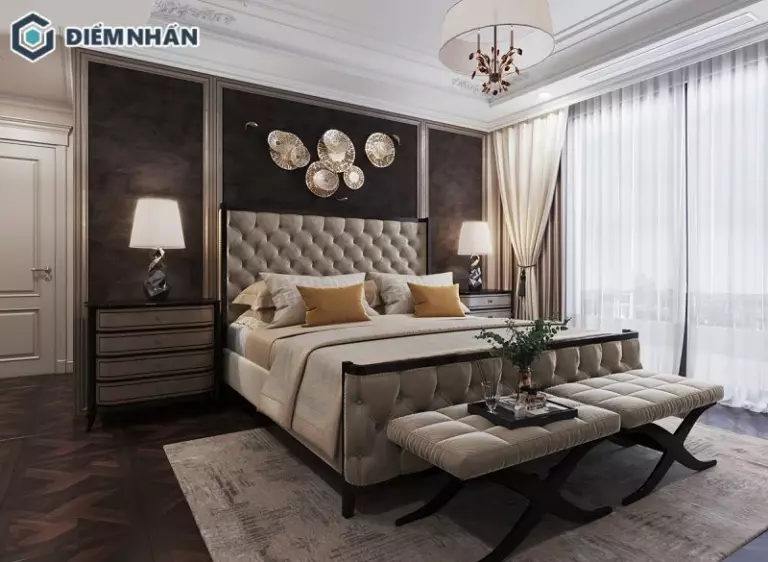 Phòng ngủ phong cách tân cổ điển tạo điểm nhấn nhẹ nhàng và thanh lịch