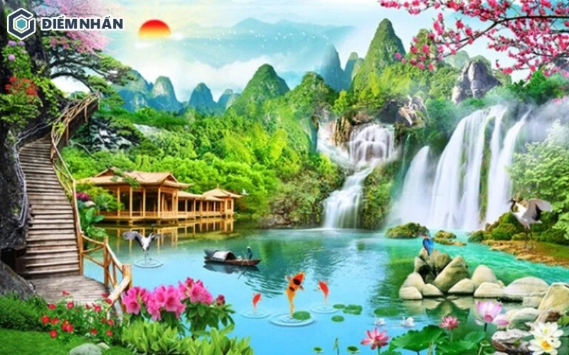 Tranh chủ đề sơn thủy – Tranh 3D phòng khách đẹp nhất