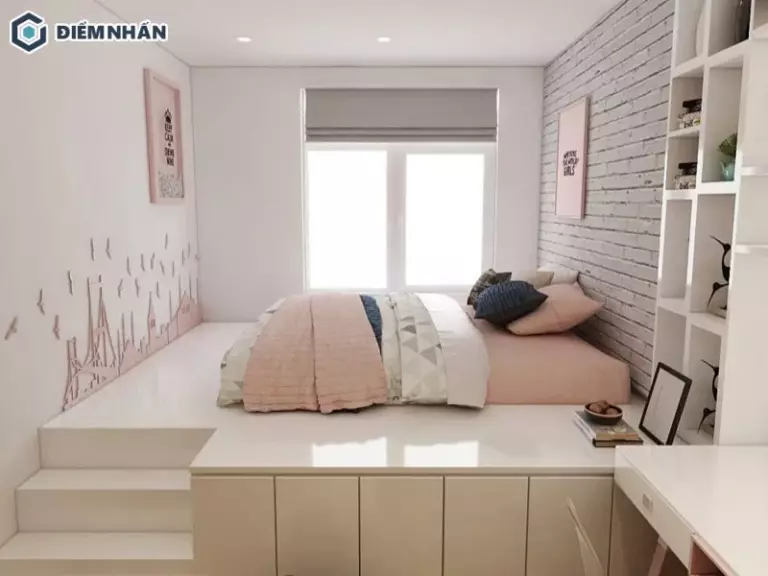 Trang trí thêm nội thất đơn giản giúp phòng ngủ 20m2 có điểm nhấn mà không gây rối mắt