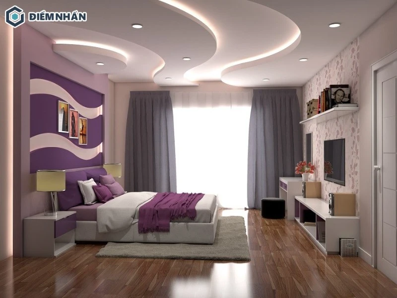 Phòng ngủ vợ chồng tân cổ điển với gam màu nhẹ nhàng, thanh lịch
