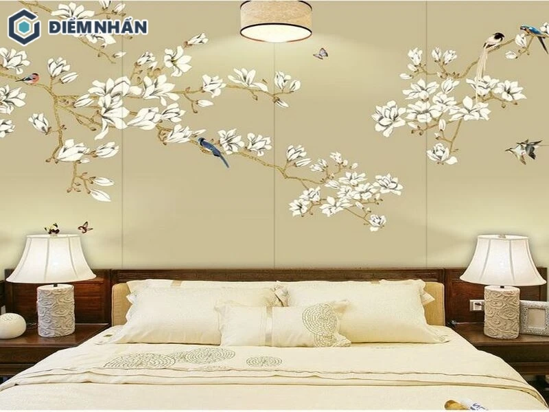 Mẫu giấy dán tường có hoa văn độc đáo phù hợp với phong cách Á Đông