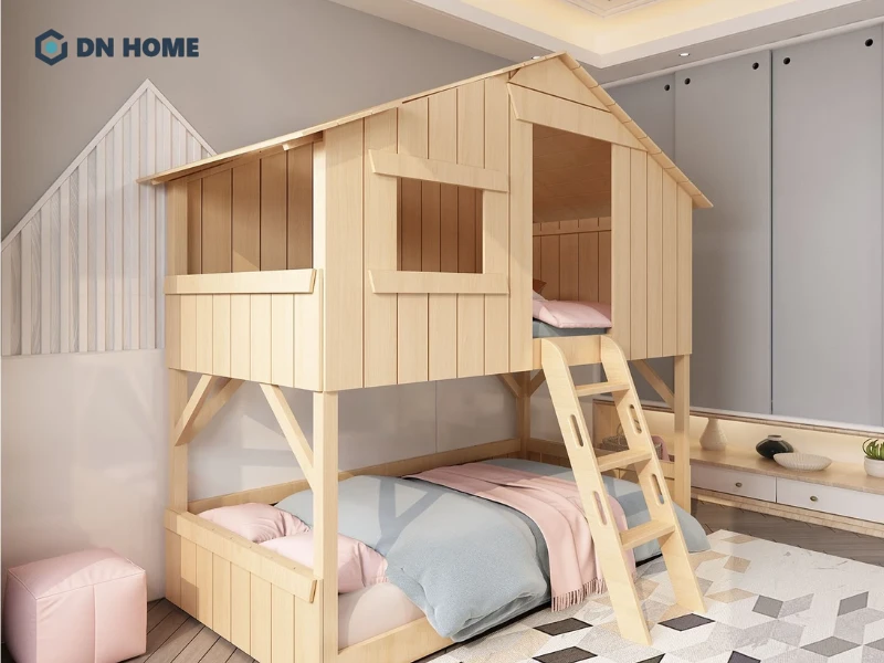 Thiết kế giường tầng cho bé với khoảng cách tầng hợp lý, hạn chế va chạm