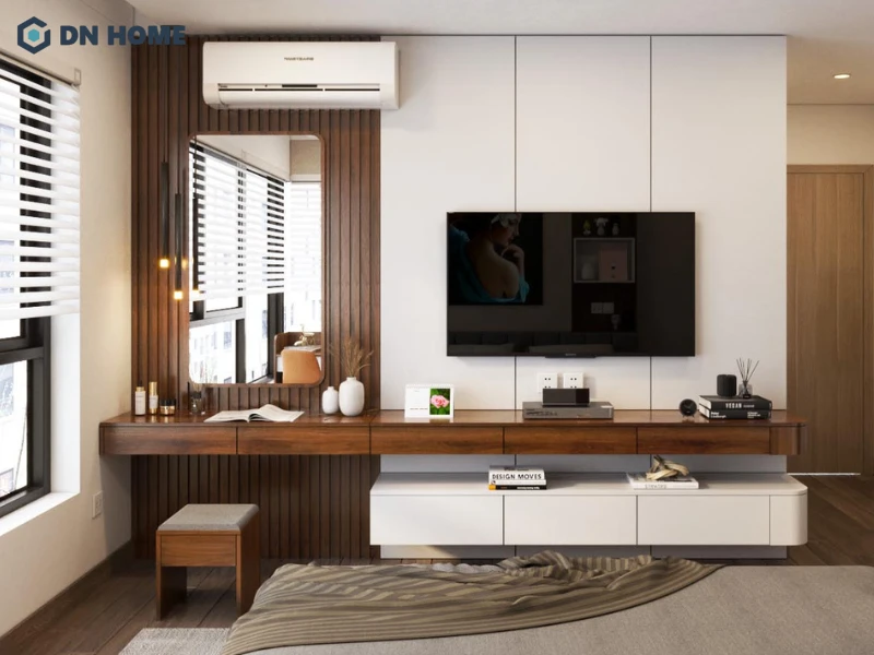 Thiết kế vách ngăn kết hợp TV toát lên vẻ thời thượng mới