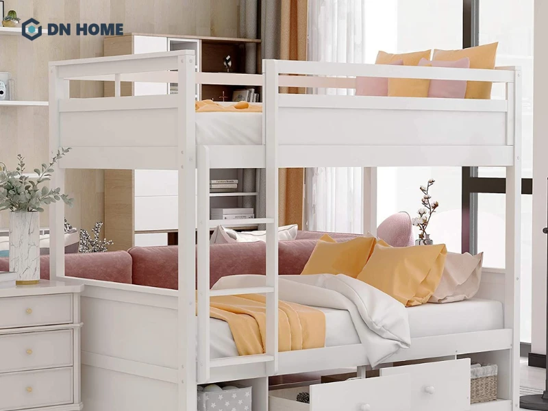 Giường tầng người lớn với kích thước rộng rãi, mang lại cảm giác thoải mái khi ngủ