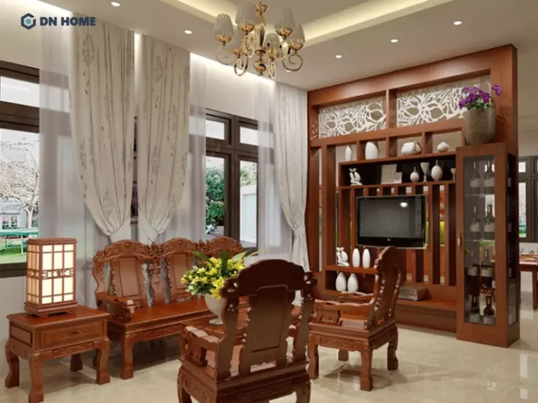 Vách ngăn gỗ mang vẻ đẹp sang trọng, ấm cúng và độ bền cao, phù hợp với không gian nội thất cao cấp