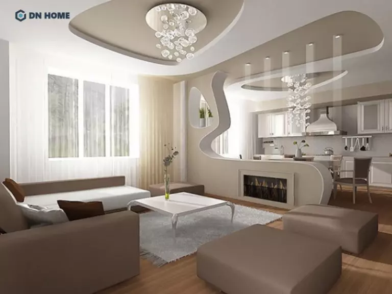 Vách ngăn phòng làm từ thạch cao với tạo hình linh hoạt, luôn tạo được ấn tượng tốt trong lòng gia chủ