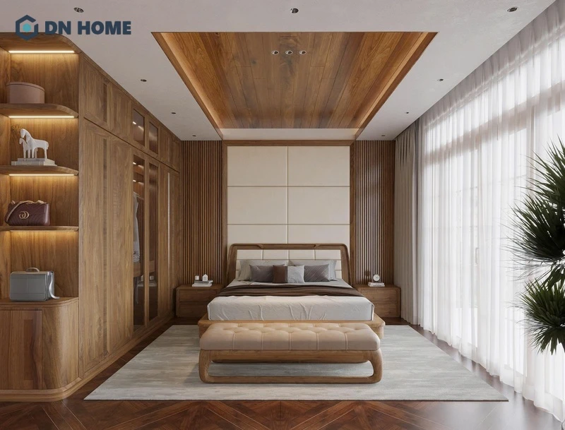 Vật liệu gỗ trang trí phòng ngủ mang đến cảm giác ấm cúng