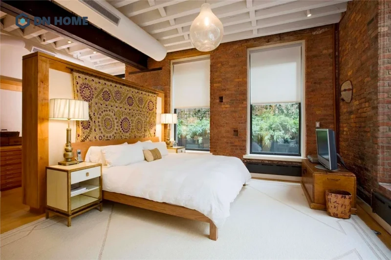 Tường gạch mang tông màu nâu ấm nhẹ nhàng