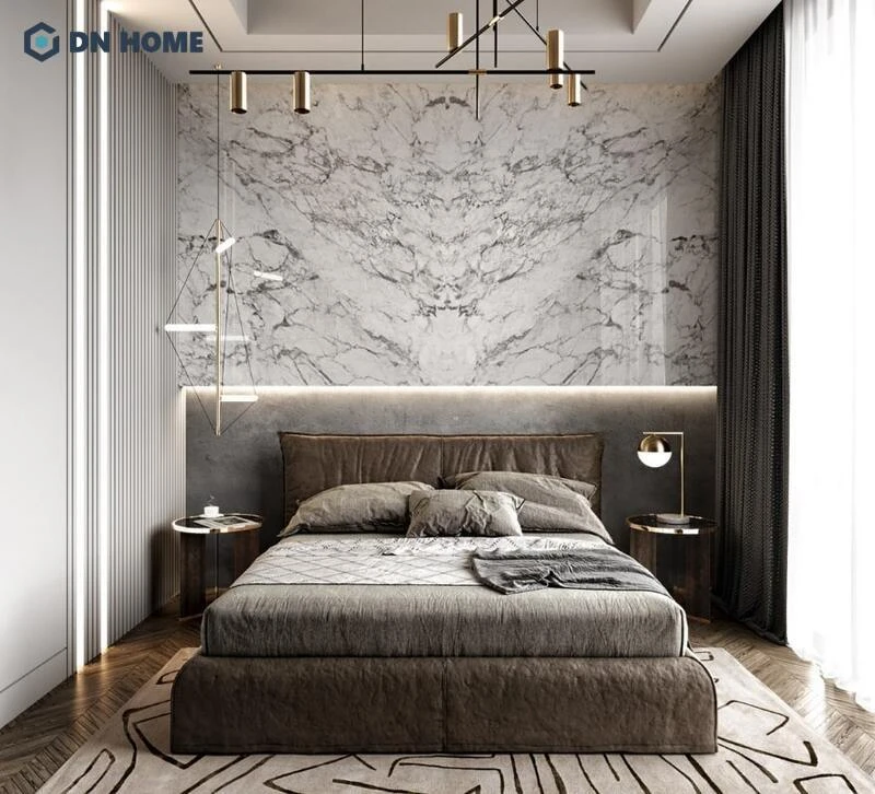 Mảng tường mô phỏng vân đá tự nhiên tạo điểm nhấn ấn tượng