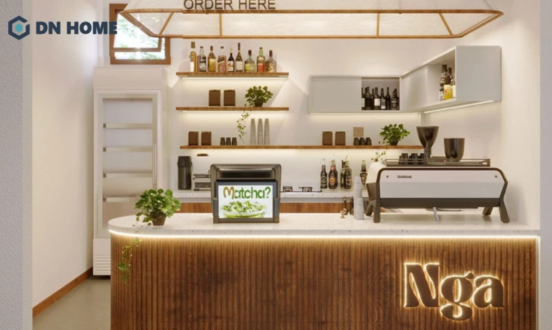 Thiết kế quầy bar đơn giản phù hợp với những quán cafe có diện tích hạn chế