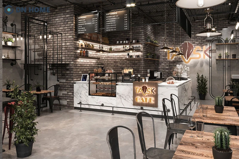Bản vẽ quầy bar 3D phong cách công nghiệp giúp chủ đầu tư dễ hình
