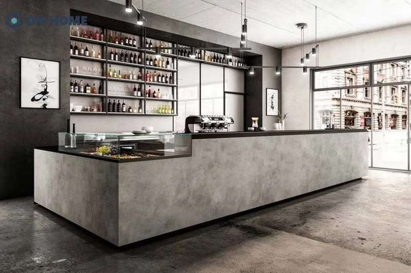 Mẫu quầy bar bằng vật liệu gạch thô trám mới mẻ, ấn tượng