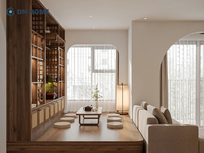 Căn hộ 60m2 có ban công rộng và ánh sáng tự nhiên, giúp không gian luôn thoáng đãng