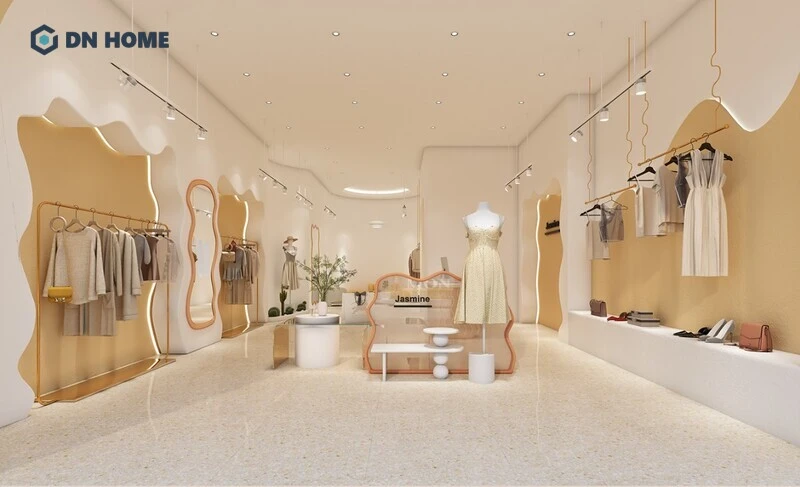 Showroom thời trang thiết kế những mảng tường đường cong ấn tượng