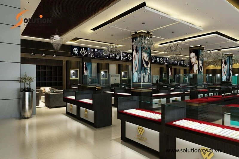 Không gian trưng bày showroom hiện đại, sang trọng