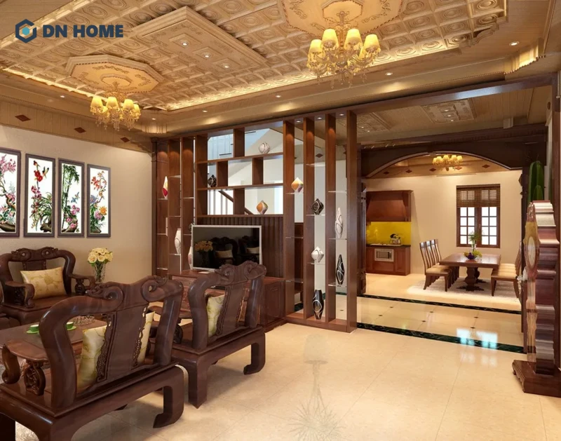 Thiết kế trần ốp gỗ mang đến không gian sinh hoạt ấm cúng và sang trọng