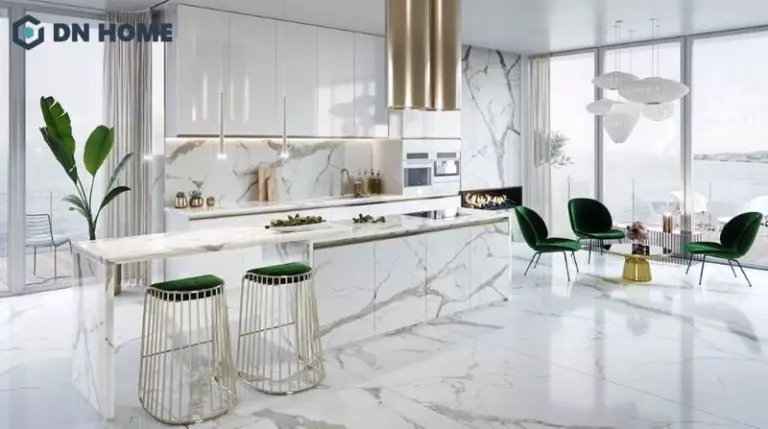 Ưu tiên chất liệu đá hoặc kính cường lực cao cấp tạo điểm nhấn