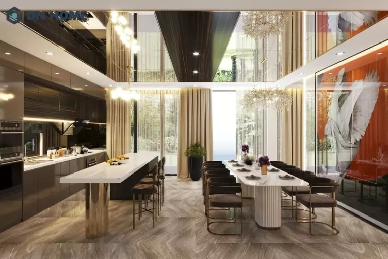Lựa chọn loại tủ bếp phù hợp với không gian phòng bếp đẹp cho biệt thự