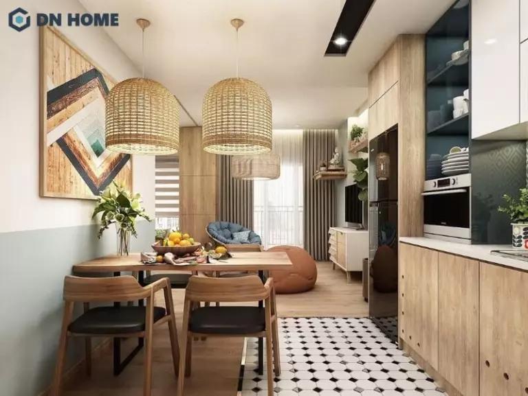 Thiết kế phòng bếp phong cách Đông Dương ấm cúng, sang trọng