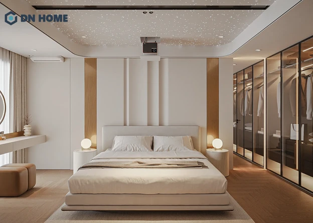 Điểm nhấn trong thiết kế tối giản chính là sự ngăn nắp tuyệt đối, tạo cảm giác thư giãn cho gia chủ sau ngày dài mệt mỏi